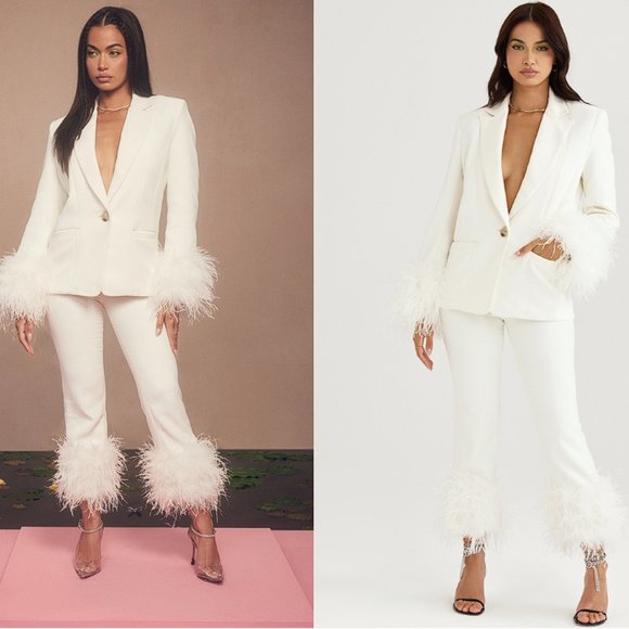 HOUSE OF CB 'Iman' Ivory Oversized Blazer - Picture 2 of 11